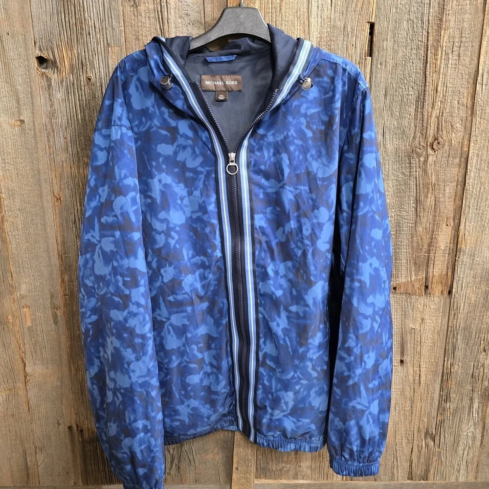Michael‎ Kors Jacket Mens 2XL Hooded Windbreaker Full Zip Lightweight Polyester